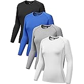 2/4 Pack Women's Compression Shirts Long Sleeve Moisture Wicking Performance Tops Cool Dry Athletic Workout Baselayer