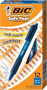 BIC Soft Feel Blue Ballpoint Pens 12 Pack 1.0 mm Medium Point