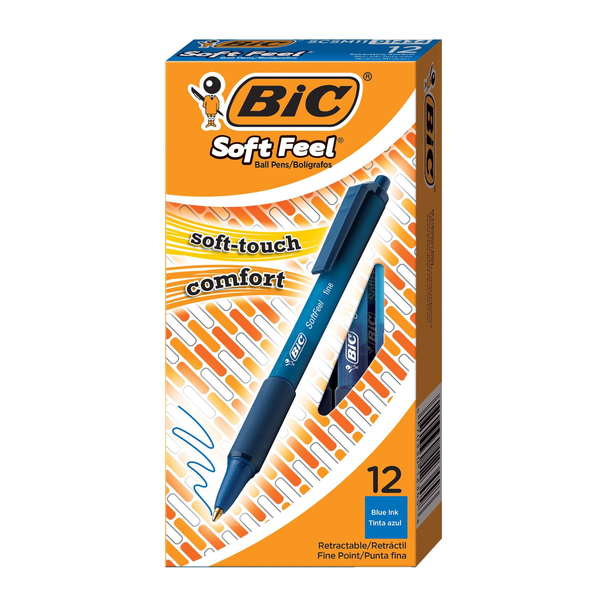 BIC 8373982-8373982 Kugelschreiber Blau Clip-on Retractable Ballpoint Pen 12 Stück(e) SoftFeel Clic Retractable Ballpoint Pen Blue PK12, Soft Feel