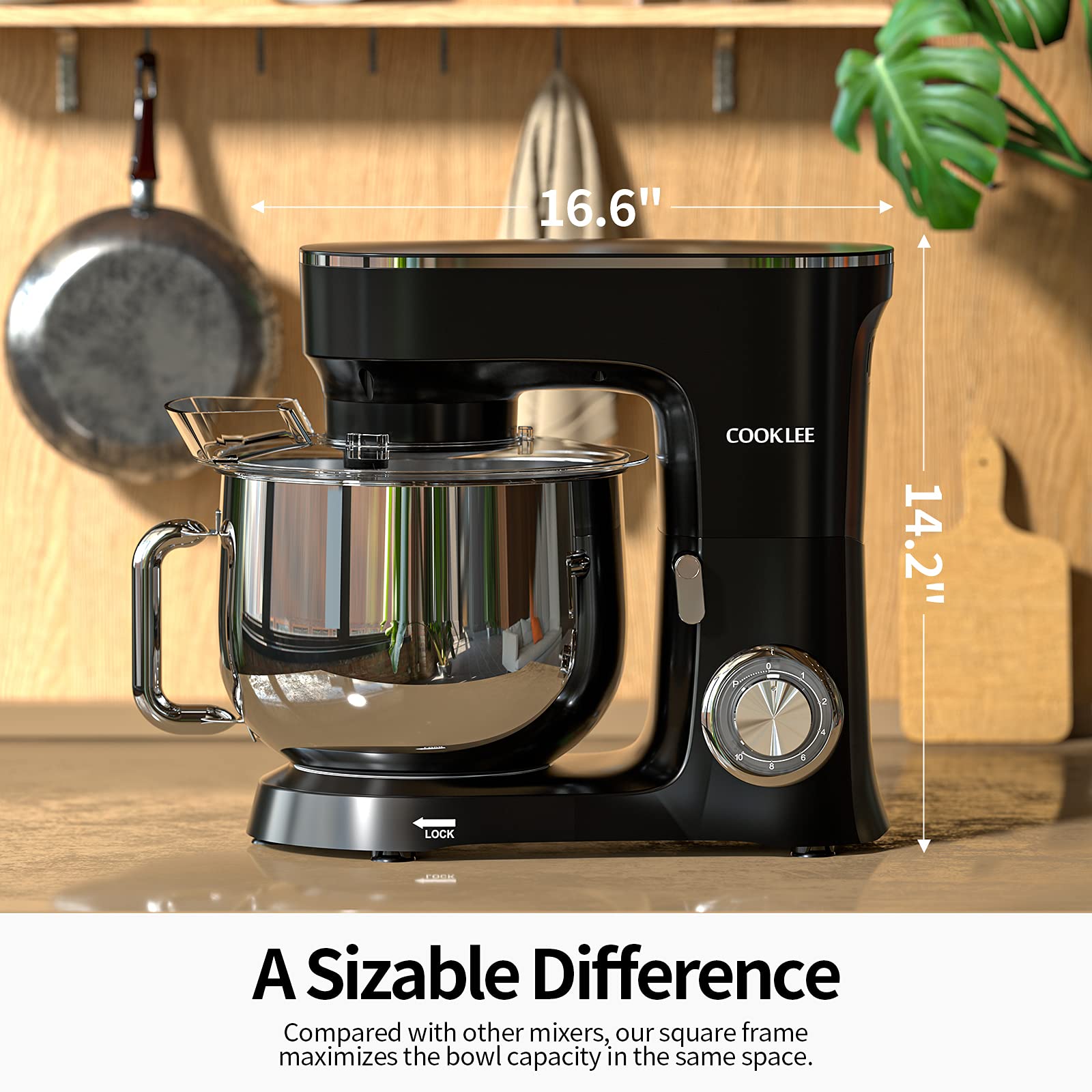 COOKLEE Stand Mixer, 9.5 Qt. 660W 10Speed Electric Kitchen Mixer with