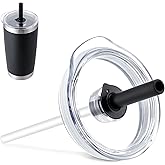 Bluwing 20 oz Tumbler Lid with Straw for YETI, Replacement Lid for YETI Rambler 20 oz Tumbler, 24oz Mug, 25 oz Straw Mug, BPA Free Lids(Black)