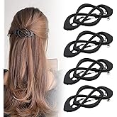 4 Pack Vintage French Barrette Hair Clips, 2026 New Hair Clip Accessories for Women, Strong Hold No Slip Styling (Black)