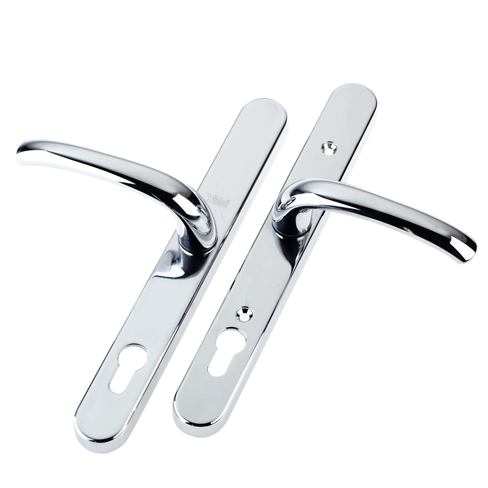 Yale P-PVC-RH-PC Security Door Handle, Standard Security, 92mm Centre, Adjustable Fixing Points, Built in Cylinder Guard, for PVCu Doors, Chrome Finish