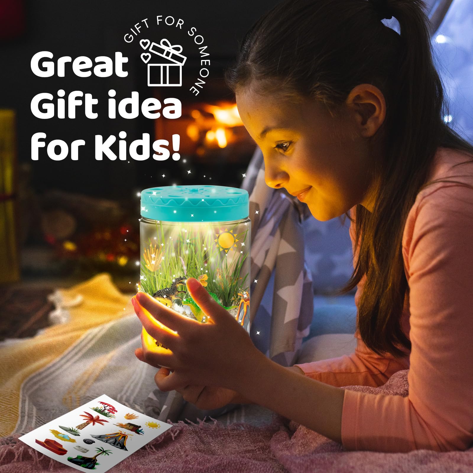 AluAbi Light Up Dinosaur Terrarium Kit for Kids,Educational Science Kits,Gardening Kits Science Activities for Boys & Girls,DIY Creative Dinosaur Toys,Arts and Crafts Kit Gifts for Ages 4 5 6 7 8-12