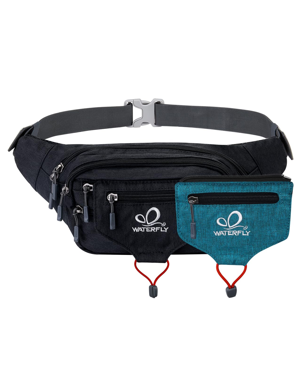 Photo 1 of WATERFLY Woman Man Fanny Pack Waist Bag Large Runner Hip Pouch Bum Bag Multipocket Running Purse Belt Bag Water Resistant Waist Packs Fit All Phones for Hiking Walking Jogging Travelling Cycling