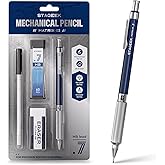 STAGEEK 0.7mm Mechanical Pencil, Drawing Pencil, with Eraser, 60 HB Leads | Professional Metal Art &amp; Drafting Pencil, for Artists, Students, School, Office, Writing, Sketching, Blue