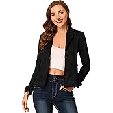 Allegra K Women's Faux Suede Blazer Lapel Collar Ruched Sleeve One Button Work Office Jacket Blazers