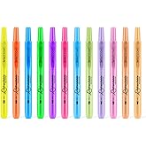 WRITECH Retractable Highlighters Assorted Colors: Chisel Tip Click Aesthetic Highlighter Marker Pens Pack Multi Colored Ink No Bleed Smear for Highlighting Journaling (12ct Neon+Pastel)