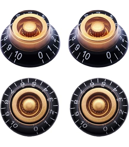 Black Top Hat Bell Knobs Für Gibson Les Paul – 4er-Set, 24 Fine-Spline