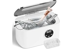 VPCOK DIRECT Ultrasonic Jewelry Cleaner 20Oz 600ml Ultrasonic Cleaner 43Khz Jewelry Cleaner Ultrasonic Machine 5 Digital Timer Portable Sonic Jewelry Cleaner Machine for Ring Glasses Watch Strap Denture Coin
