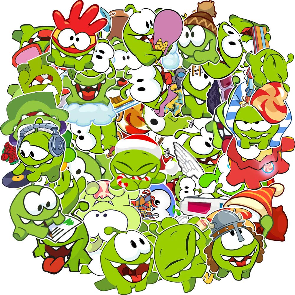 50 Pcs Cute Cartoon Game Characters (Om Nom) Vinyl Waterproof Stickers for Laptop Hydroflasks Computer Luggage Water Bottle Phone Car Cup Tablet Decals Stickers Pack Gift for Teens Boys Girls Kids.