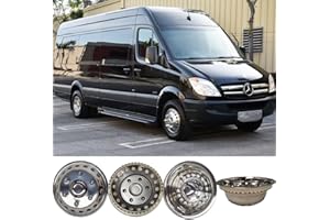STARTSHIP 16" Polished Stainless Steel Dually Wheel Simulator,4pcs Snap on Wheel Cover,6 Lug 18 Hand Hole Hubcaps fit for 2012-2023 Dodge, Mercedes and Freightliner Sprinter Van K16A