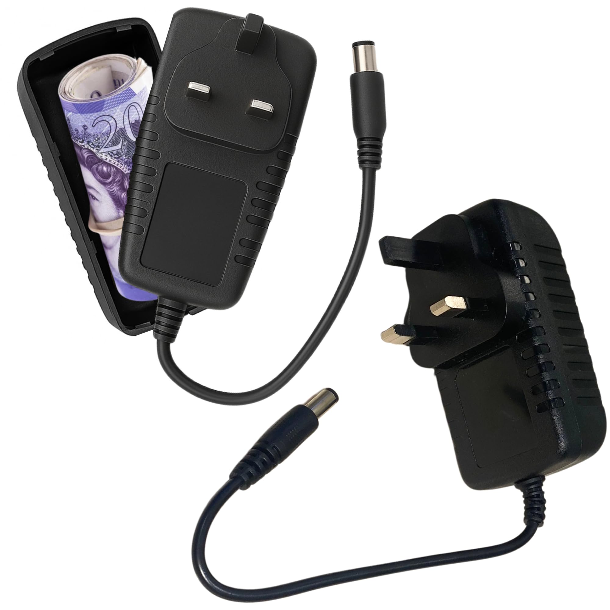 Secret Stash UK Plug Immitation Charger Hidden Compartment Box Diversion Safe - Storage Device for Festivals Events Parties & Home Security - Conceal Valuables Cash Jewelry (Don't Plug in Socket)