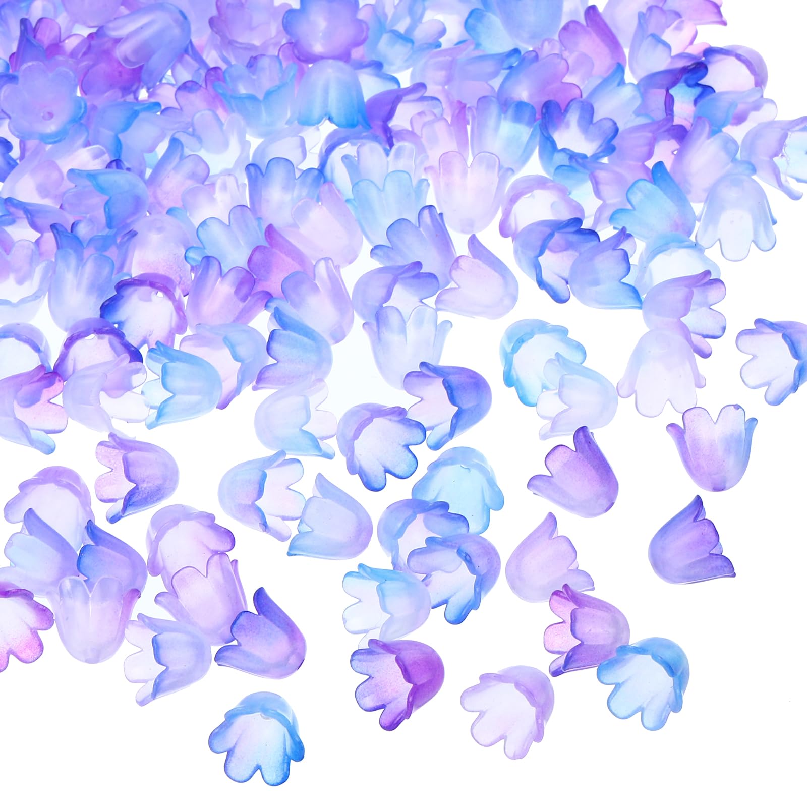 PATIKIL 0.3x0.4 Frosted Flower Beads, 300Pcs Acrylic Flower Bead Caps for Bracelets, Earrings, Necklaces, Jewelry Making and DIY Crafts, Blue Purple