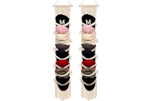 JONTELL Boho Ball Cap Hanger-2 Pack-Boho Macrame Cap Holder Wall Hat Organizer for Baseball Cap Holder Over Door, Hat Rack for Wall Cap Rack Disaplay Bearoom Decorations