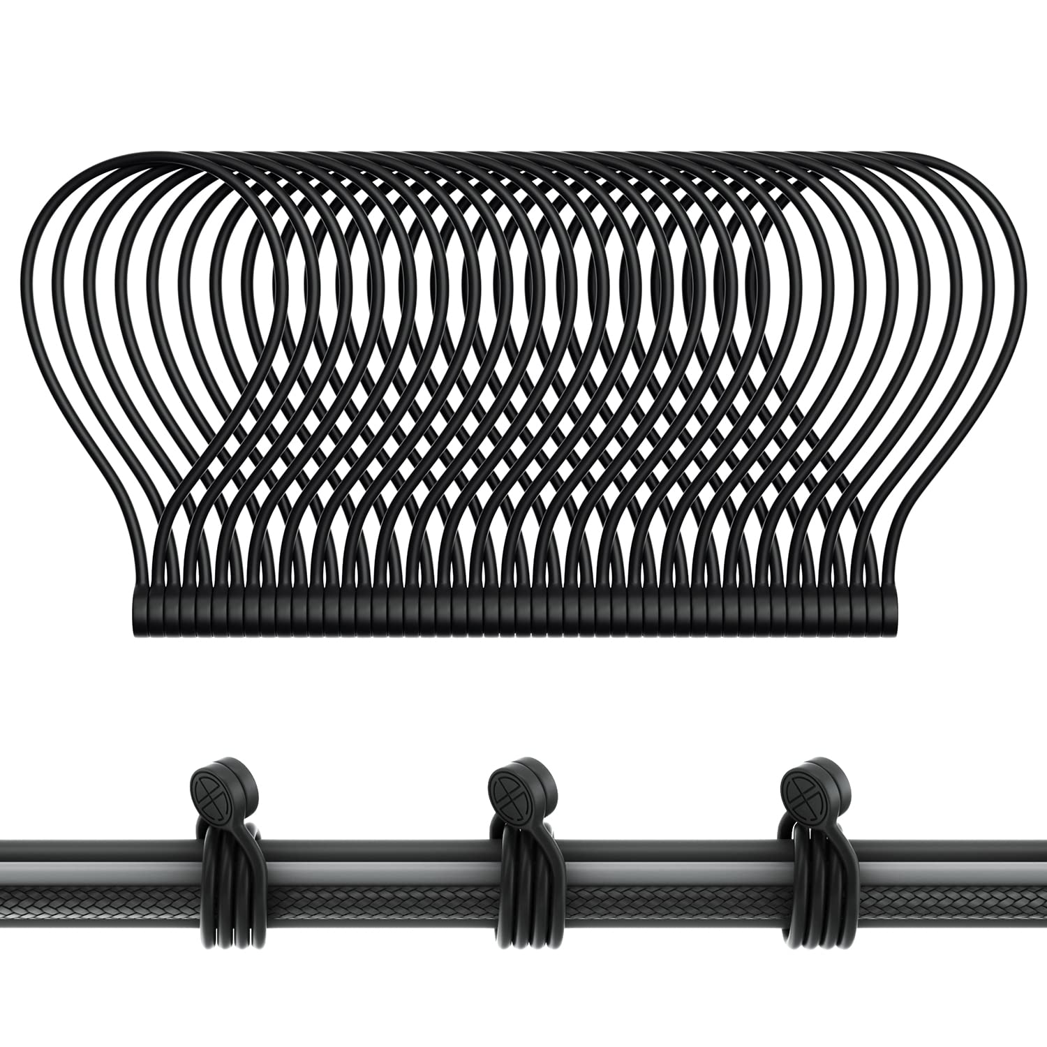 Silicone Magnetic Cable Ties, Reusable Magnetic Twist Ties with Strong Magnet Cable Straps for Bundling and Organizing, Home, Office, School (Black-24 Packs)