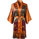 Ledamon Women's 100% Silk Kimono Short Robe