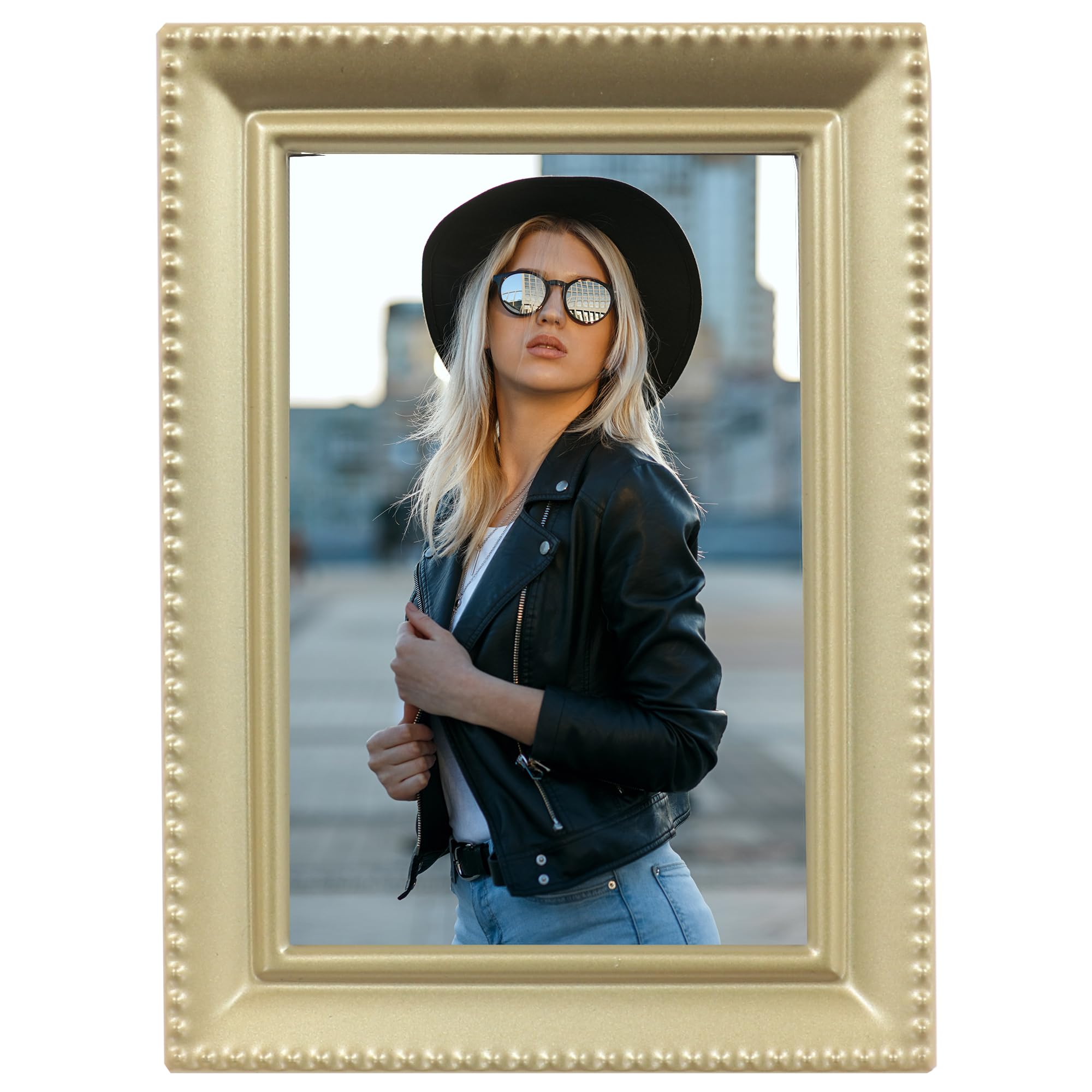 Lawrence 11423 Antique Gold Brass 2x3 Picture Frame - Beaded Edge Design — image 1