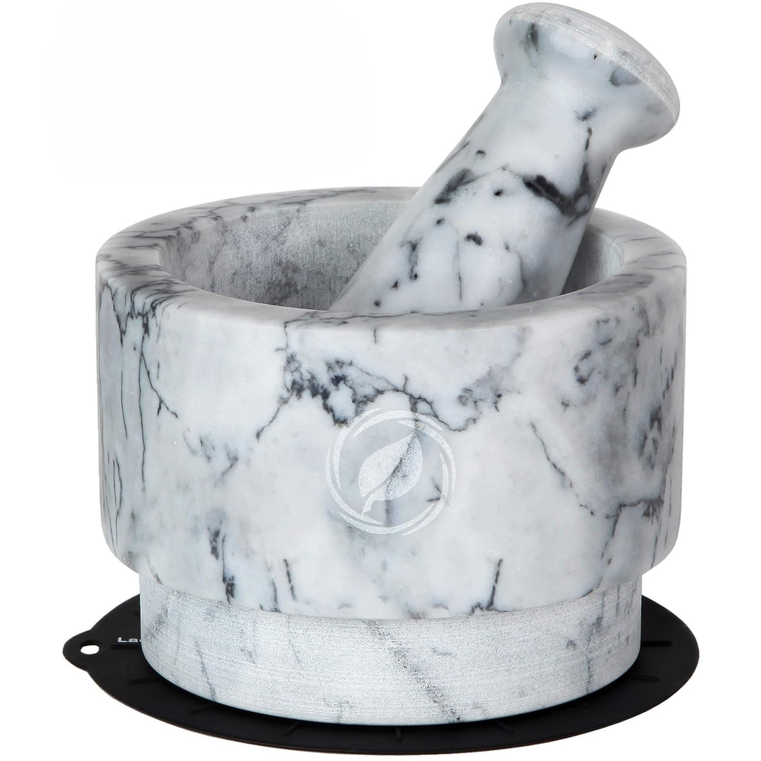Photo 1 of Laevo White Marble Mortar and Pestle Set - Heavy Duty Stone Spice Grinder - 2.1 Cup Capacity, 5.5-Inch Reversible Mortar and Pestle Set