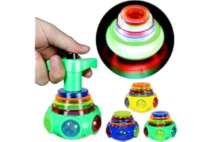 PROLOSO 12 Pack Led Spinning Tops Peg Top Light Up Music Spin Toys Glow in The Dark Party Supplies Gift Multicolored