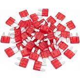 75 Pcs 10Amp Mini Fuse, 10 A Mini Car Blade Automotive Fuses for Car RV Truck SUV Motorcycle Boat