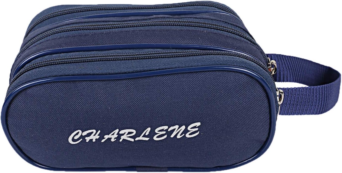 TRAVALATEToiletry Travel Bags Shaving Kit | Pouch | Bag for Men and Women, Zip Closer 3 Main Compartment Ideal to Organize Stuff During Traveling - Blue (21 X 11 X 11 cm)
