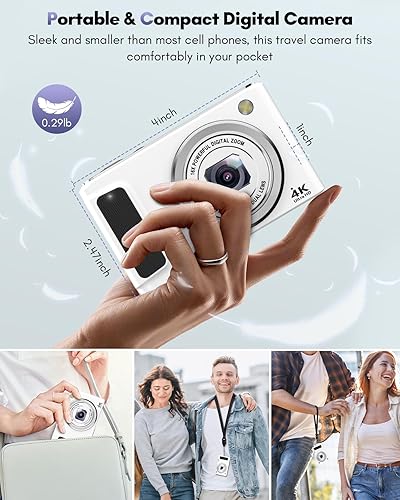 4K Digital Camera, 48MP Autofocus Cameras for Photography,Vlogging