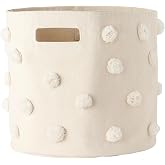 Pehr Pom Pom Basket, Bin, Natural, Cotton Canvas Storage, 13"D x 12"H | 100% Cotton Canvas Storage for Nursery, Playroom and Home, Decorative Organizer