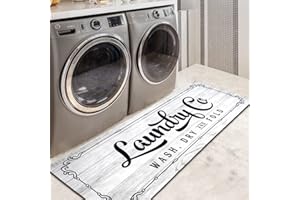 EARTHALL Laundry Room Rug Runner Light Grey 20"x60" Non Slip Waterproof Laundry Mat for Laundry Room Decor Washable Floor Carpet for Mudroom, Kitchen, Washroom