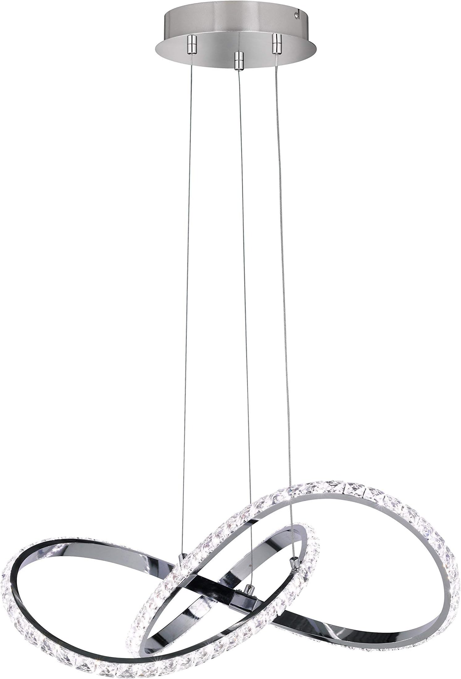 WOFI 6912.01.01.7000 A+ Pendant Light, Metal, 17 Watt, Integrated, Chrome, 55 x 55 x 1200 cm