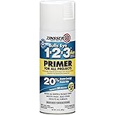 Zinsser Bulls Eye 1-2-3 Plus Spray Primer, White, 13oz | Bulls Eye 1-2-3 Plus spray primer, 13oz, White. High-hide stain-blocking spray primer for all surfaces; bonds without.