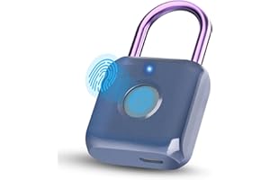 Pothunder Fingerprint Padlock, Smart Padlock, Locker Lock, Biometric Metal Keyless Fingerprint Lock, USB Rechargeable, for Gym Locker, Luggage, Backpack(Blue)