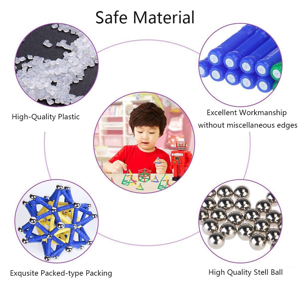 Blocs de Construction 206 Pièces Magnétique Bâtons Educational Toys Set (206pcs)