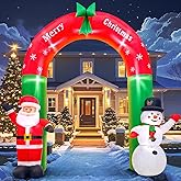 KOOY 8FT Christmas Inflatable Santa Snowman Arch Outdoor Decorations Blow up Yard Decoration,LED Lights for Christmas Party Holiday Xmas, Winter Outdoor Lawn Décor, Xmas New Year Decoration