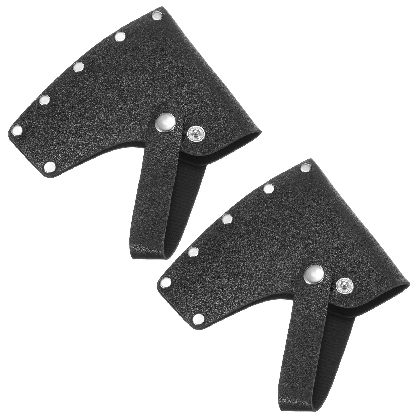 M METERXITY 2-Pack Hatchet Sheath, Leather Axe Sheath for 1.32LB Axe, Double Snap Axe Head Cover Portable for Outdoors Work/Outdoor Hiking Hatchet Blade Protector Hatchet Cover [Black]