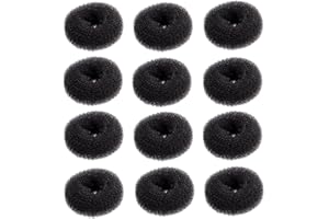 SQULIGT 12 Pcs Small Hair Bun Maker, Small Hair Donut Set for Kids Girls Women, Hair Donut Bun Maker Tool for Short and Thin Hair Crown Shapers Accessories (Size S/ 2.3 Inch, Black)