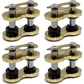 Zosgrew 4 PCS Chain Master Link, Metal Chain Connecting Links with O-ring, 530 HV Heavy Duty Master Connector, Universal for Most Motorcycles (Gold #530)