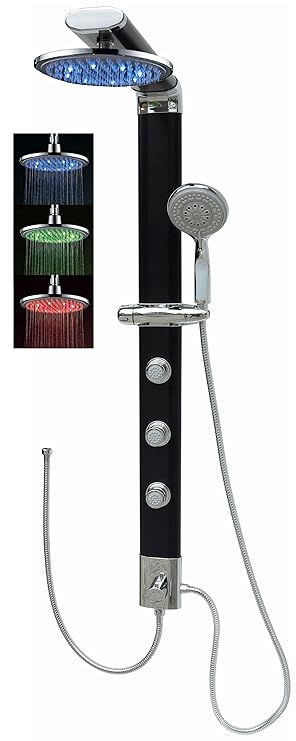 Duschsäule Duschpaneel Brausepaneel Duschsystem Komplettdusche große runde Led Regendusche Aluminium Duschgarnitur Dusch Set 