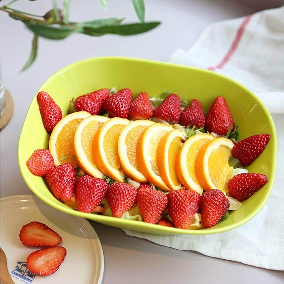 MASUNN Ensaladera verde Pp Rectángulo redondo Tazón para servir de ...