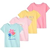 Garanimals Baby & Toddler Girl Tees - Short Sleeve Tees - Kid's Casual Crew Neck - Size 0-6T - 4 Pack