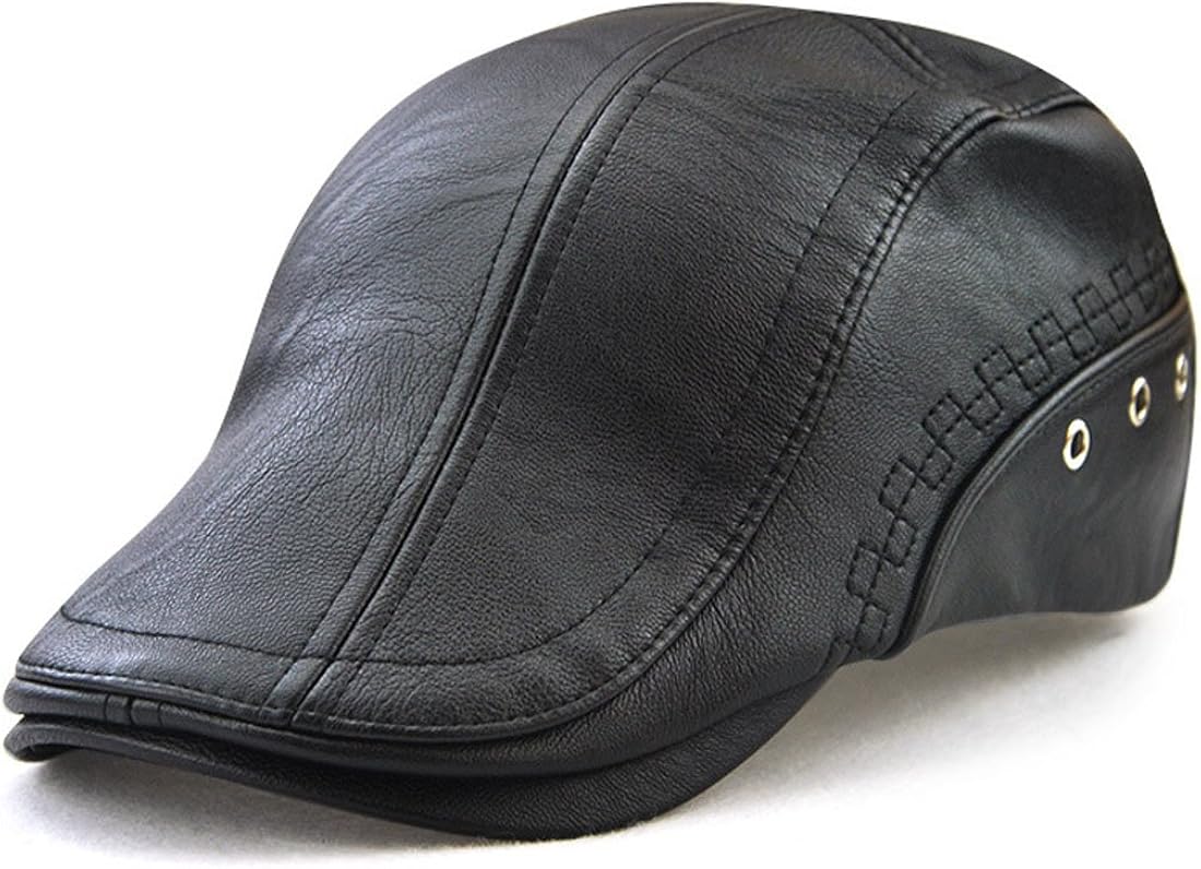 mens leather newsboy cap