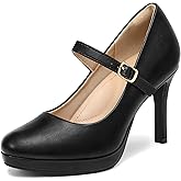mysoft Women's Pumps Closed Toe Mary Jane Pumps Round Toe Platform High Heel Dress Shoes