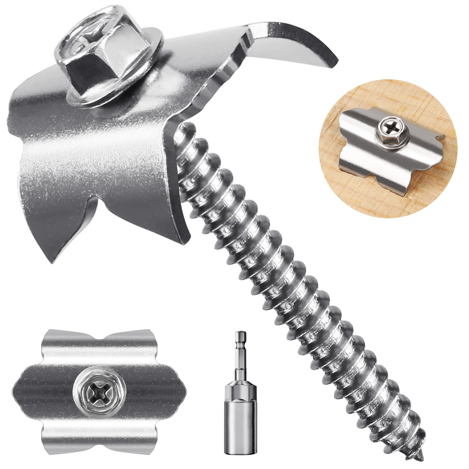 Dolibest Wire Fencing Staple, 200pcs Fence Staple Nail 4cm Screw Fence Fastener U-shaped Stainless Steel Reusable Fixing Nail for Wooden Farm Gate Post Repairing Steel Cramp Woven Wire with M8 Adapter