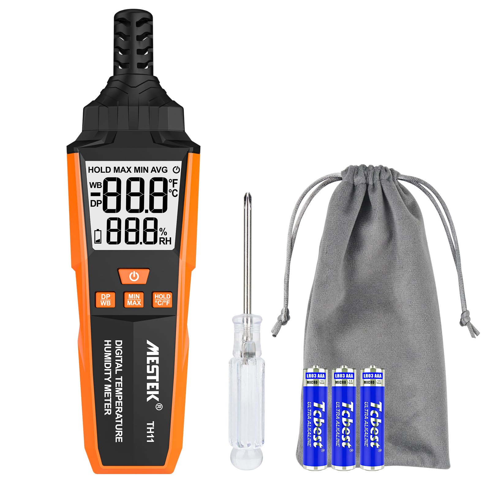 Hygrometer Thermometer MESTEK, Digital Room Thermo-Hygrometer Indoor Outdoor, Ambient Temperature/Humidity Monitor, with Backlight LCD, for Greenhouse Bedroom Office Outdoor exploration