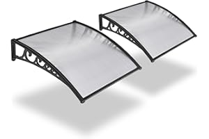 Yescom 2Pack 40"x40" Door Window Awning Whole One-Piece Polycarbonate Anti-UV30+ Cover Front Door Outdoor Rain Snow Sunlight Protection Hollow Sheet Patio Yard Door White Board