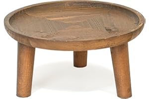 Red Co. 8.75” Dia Round Decorative Wooden Pedestal Plant Stand with Legs, Natural Brown