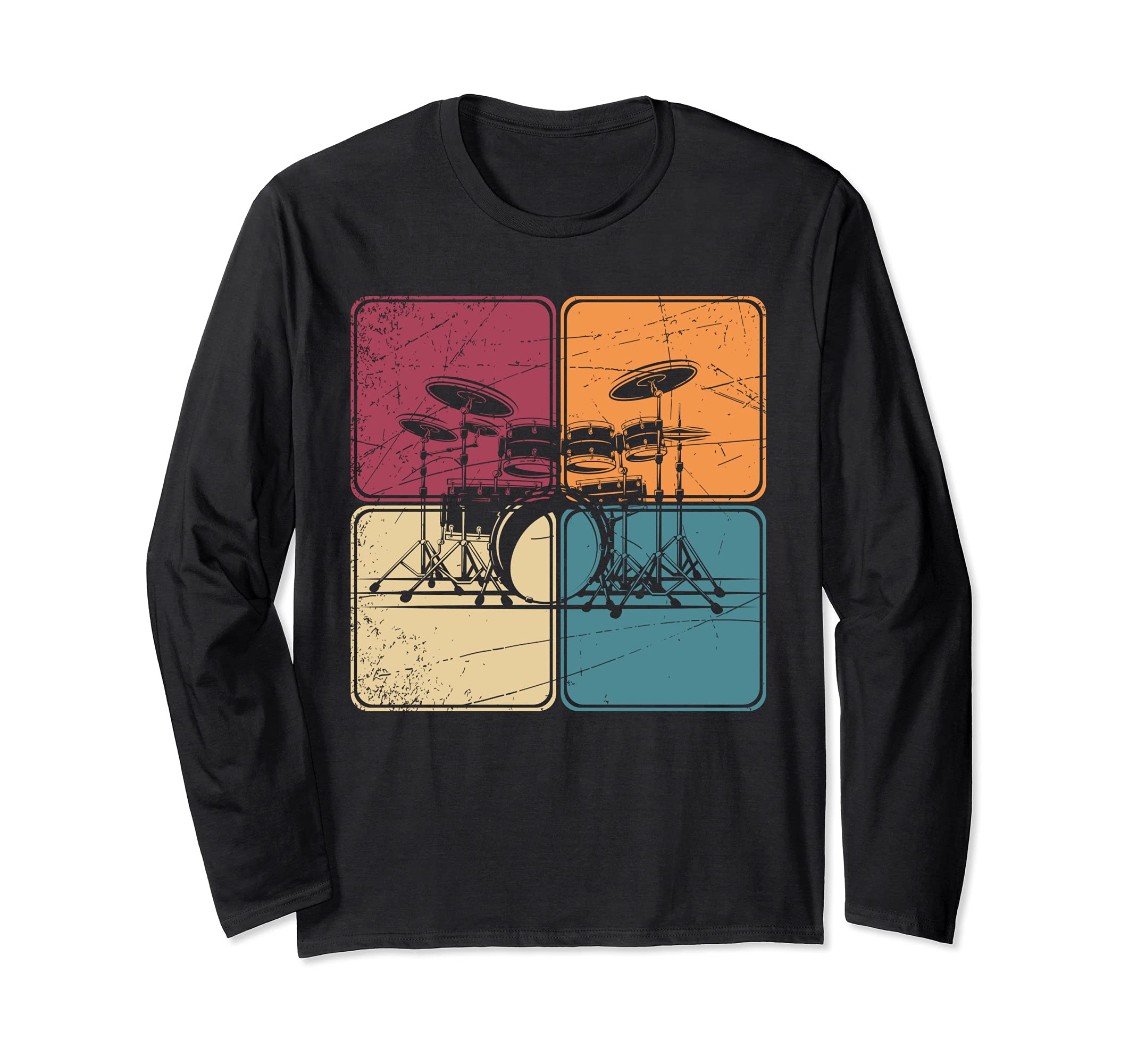 Percussion Musical Instrument Drummer Pop Art Drum Set Drums Long Sleeve T-Shirt