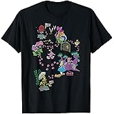 Disney Alice in Wonderland Cheshire Cat Paw Prints Map T-Shirt Small