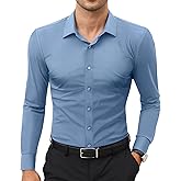Lion Nardo Stretch Mens Dress Shirts Long Sleeve Slim Fit Dress Shirts for Men Muscle Fit Wrinkle Free Button Down Shirt