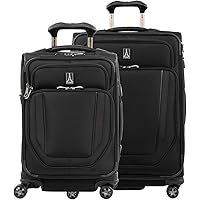 Travelpro Crew Versapack Softside Expandable Spinner Wheel Luggage, Jet Black, 2-Piece Set (20/25)